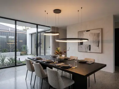 Hanglamp Zand Zwart 80cm&40cm Duo Ring 50W LED CCT 3 Kleur – kavel bij XL Auctions
