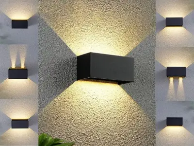 8x 12W LED zwart Wandlamp 4 licht verstelbaar waterdicht – kavel bij XL Auctions
