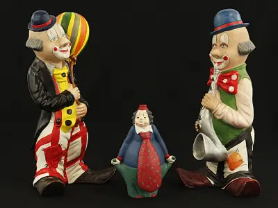 Set van 3 vintage clown spaarpotten in keramiek – kavel bij De Kringwinkel, Antwerpen