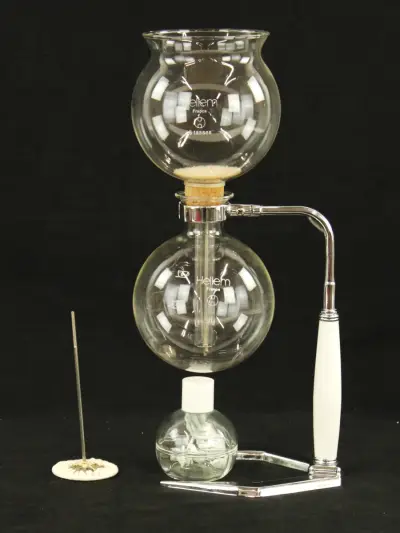 Hellem France – Vintage glazen sifonkoffiezetter – Capaciteit 6 kopjes – Met originele doos – kavel bij De Kringwinkel, Antwerpen