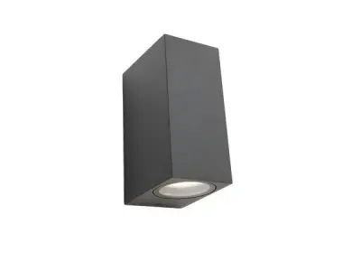 4x Wandlamp rechthoekig GU10 duo fitting zwart waterdicht – kavel bij XL Auctions