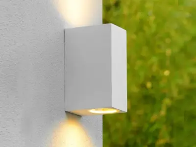 8x Wandlamp rechthoekig GU10 duo fitting wit waterdicht – kavel bij XL Auctions