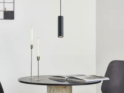 8x GU10 Decoratief Hanglamp cilinder 24cm zand zwart – kavel bij XL Auctions