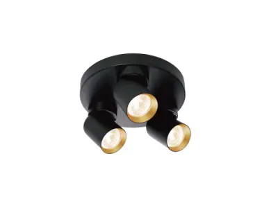 4x Rond GU10 Opbouwspot Armatuur triple zand zwart en goud – kavel bij XL Auctions