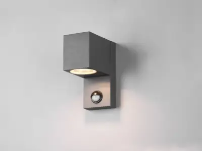 2x Wandlamp rechthoekig GU10 fitting zand zwart IP44 met sensor – kavel bij XL Auctions