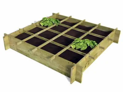 4x Moestuinbak met gronddoek 120x120x18 cm – kavel bij XL Auctions