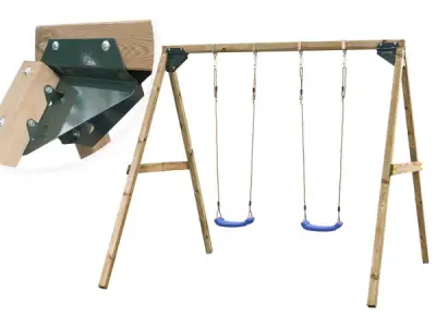 Houten dubbele schommel "Lucy" met 2 kunststof schommels – kavel bij XL Auctions