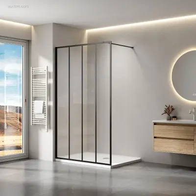 120x200 BL Inloopdouche met mat zwart frame Bagno – kavel bij Auctim, Bornem