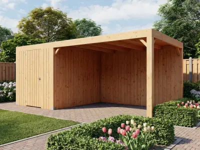 Terrasoverkapping met berging 314x700x244cm – kavel bij XL Auctions