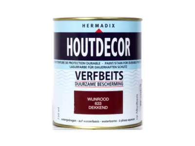 3x Hermadix verfbeits wijnrood 750ml Houtdecor – kavel bij XL Auctions