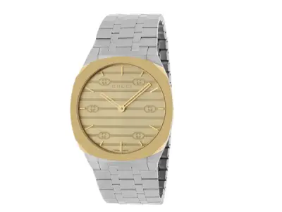 Gucci | 25H Swiss Made Horloge met Gold Plated Wijzerplaat – kavel bij XL Auctions