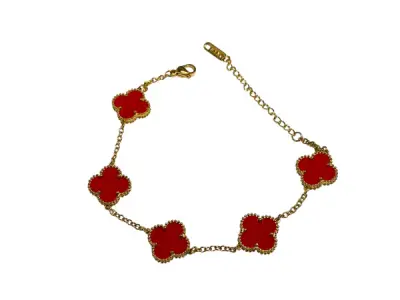 Uniek 18k GP | Alhambra Style Bracelet | Red Clover – kavel bij XL Auctions