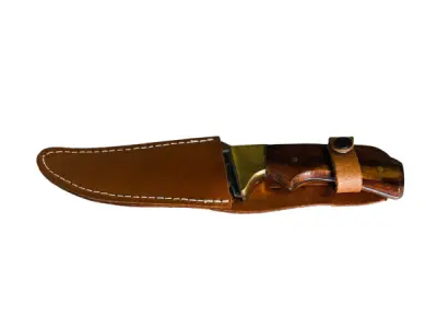 Outdoor Knife | Stainless Steel | Wood & Brass Design – kavel bij XL Auctions