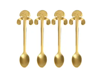 Set van theelepels - goud - honden design - rvs – kavel bij XL Auctions
