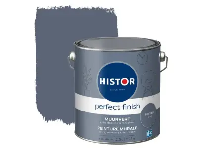 2x Muurverf mat Histor, perfect finish, sheffield grey, 2,5 liter – kavel bij Onlineveilingmeester