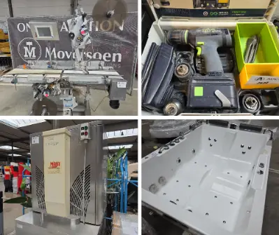 Gereedschappen, badkamerinrichtingen en productiemachines – veiling bij Auctim