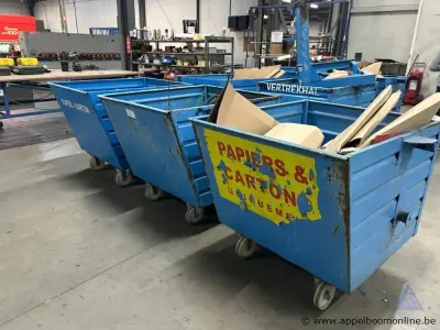 3 Metalen rolcontainers op wielen, merk Bauer Sudlohn, type BSK-R 90, bouwjaar 2016-2017 – kavel bij Appelboom