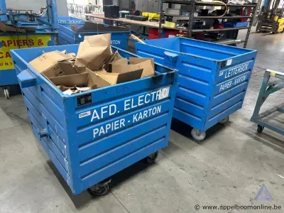 2 Metalen rolcontainers op wielen, merk Bauer Sudlohn, type BSK-R 90, bouwjaar 2016 – kavel bij Appelboom