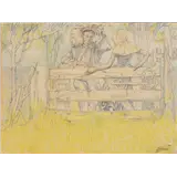 Jan Toorop – Idylle 1909kleurpotlood, potlood, olijfgroen krijt en wit pastel 25 x 32,6 cmges – kavel bij Zuydwal Veilingen