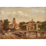 Oene Romkes de Jongh – Stadsgezicht Dordrechtolie op doek25 x 35 cmges – kavel bij Zuydwal Veilingen