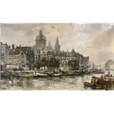Frans Langeveld – Gezicht op de Schreierstoren in Amsterdamolie op doek60 x 100 cmges – kavel bij Zuydwal Veilingen