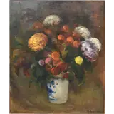 Theo Swagemakers – Bloemen in vaasolie op doek90 x 75 cmges – kavel bij Zuydwal Veilingen