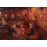 In ateliercafé Mauve 2005olie op doek50 x 70 cmges – kavel bij Zuydwal Veilingen