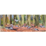 Rien Poortvliet – Houtduiven zoeken beukennootjes ca 1960gouache7 x 18 cmvoor boek Zo leeft de Hoge Veluwe van A.B – kavel bij Zuydwal Veilingen