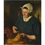 Gijsbertus Jan Sijthoff – Herstellen van de was door Larense vrouwolie op doek68 x 57 cmges – kavel bij Zuydwal Veilingen