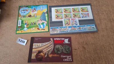 Set Asterix: Souvenirvel, losse postzegels, briefkaart en "Prestige Book" – kavel bij Goeiendeal