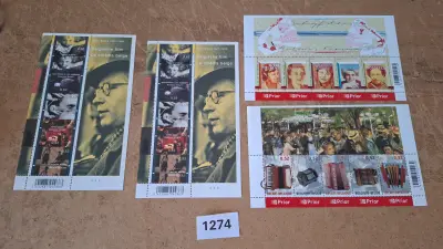 Postzegelvellen Belgische film (2 stuks), Schrijfsters (1 stuk) en Accordeons (1 stuk) – kavel bij Goeiendeal