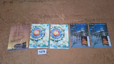 Postzegelvellen Belgica poolschip (1 stuk), Gentse Floraliën (2 stuks) en Modigliani (2 stuks) – kavel bij Goeiendeal