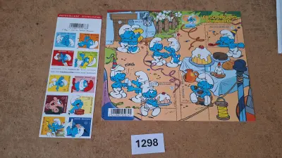 Postzegelvellen De Smurfen (2 stuks) – kavel bij Goeiendeal