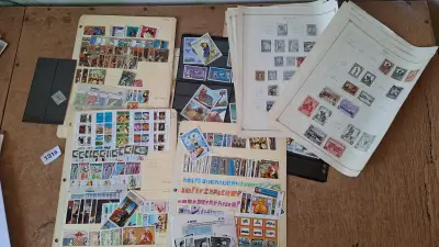 Verzameling postzegels op insteekbladen en losse bladen, diverse landen en thema's – kavel bij Goeiendeal