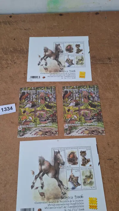 Postzegelvelletjes en thematische kaarten Belgica 2006 Week van het bos (4 stuks) – kavel bij Goeiendeal