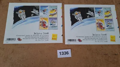Postzegelvelletjes Belgica 2006 Jeugdfilatelie (Ruimtevaart) (2 stuks) – kavel bij Goeiendeal