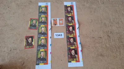Postzegelstroken en losse zegels Keizer Karel V (500 jaar) met Nederlandse voetbalzegels (5 stuks) – kavel bij Goeiendeal