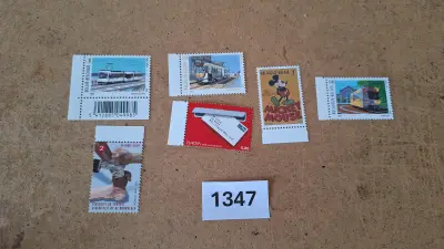 Losse postzegels Kusttram, Mickey Mouse en diverse Belgische thema's (7 stuks) – kavel bij Goeiendeal