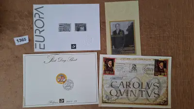 FDC-enveloppen, luxevel Carolus Quintus en herdenkingskaart Koning Albert II – kavel bij Goeiendeal