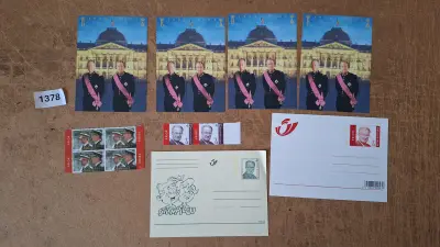 Postzegelvelletjes Koning Albert II en Koning Boudewijn met bijhorende enveloppen en kaarten – kavel bij Goeiendeal