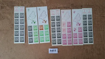 Postzegelstroken en vellen Koning Boudewijn type Elstrøm met postnummers en landkaarten – kavel bij Goeiendeal