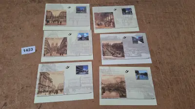 Postzegelvellen Brussel met historische stadszichten en gebouwen – kavel bij Goeiendeal
