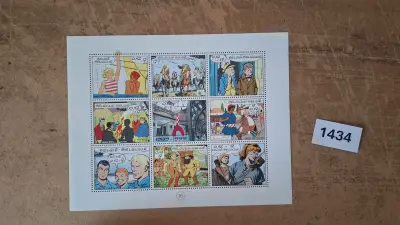 Postzegelvel Belgische stripfiguren met onder andere Suske en Wiske, Nero en Lucky Luke – kavel bij Goeiendeal