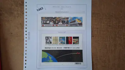 Postzegelblok Kuifje en de Maan met treinzegel NMBS – kavel bij Goeiendeal