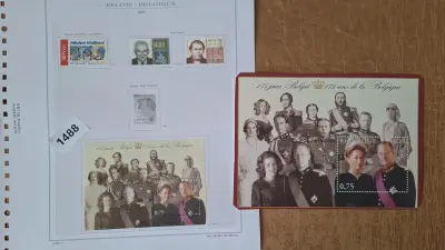 Postzegelvel 175 jaar België Koninklijke Familie met Michel Vaillant en herdenkingszegels – kavel bij Goeiendeal
