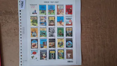 Postzegelvel Hergé 1907-2007 Kuifje albumcovers – kavel bij Goeiendeal