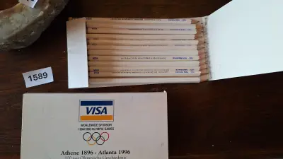 Doosje met 10 herdenkingspotloden van de Olympische Spelen uitgegeven door Visa – kavel bij Goeiendeal, Houthalen-Helchteren