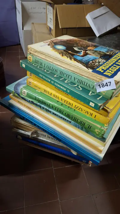 Stapel diverse italiaanstalige boeken en stripverhalen waaronder de titels I ragazzi della via Paal en Il richiamo della foresta – kavel bij Goeiendeal, Houthalen-Helchteren