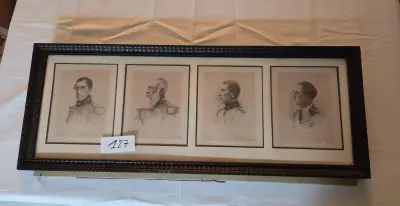 Dubbelportret in een kader met twee getekende legerofficieren/hoogwaardigheidsbekleders, gesigneerd L. Renard – Lot 127 – kavel bij Goeiendeal, Jette
