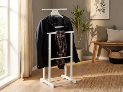 10 x Kledingrek met broekenhanger | Wit – kavel bij Openbare Verkopen, Beveren-Leie